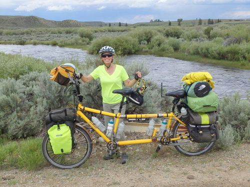 GDMBR: Terry and the Bee are standing in front of the Big Sandy [River].